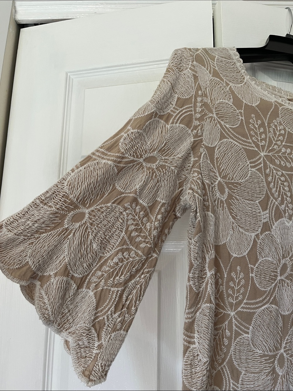 Solitaire Beige Floral Lace Like Tunic Top